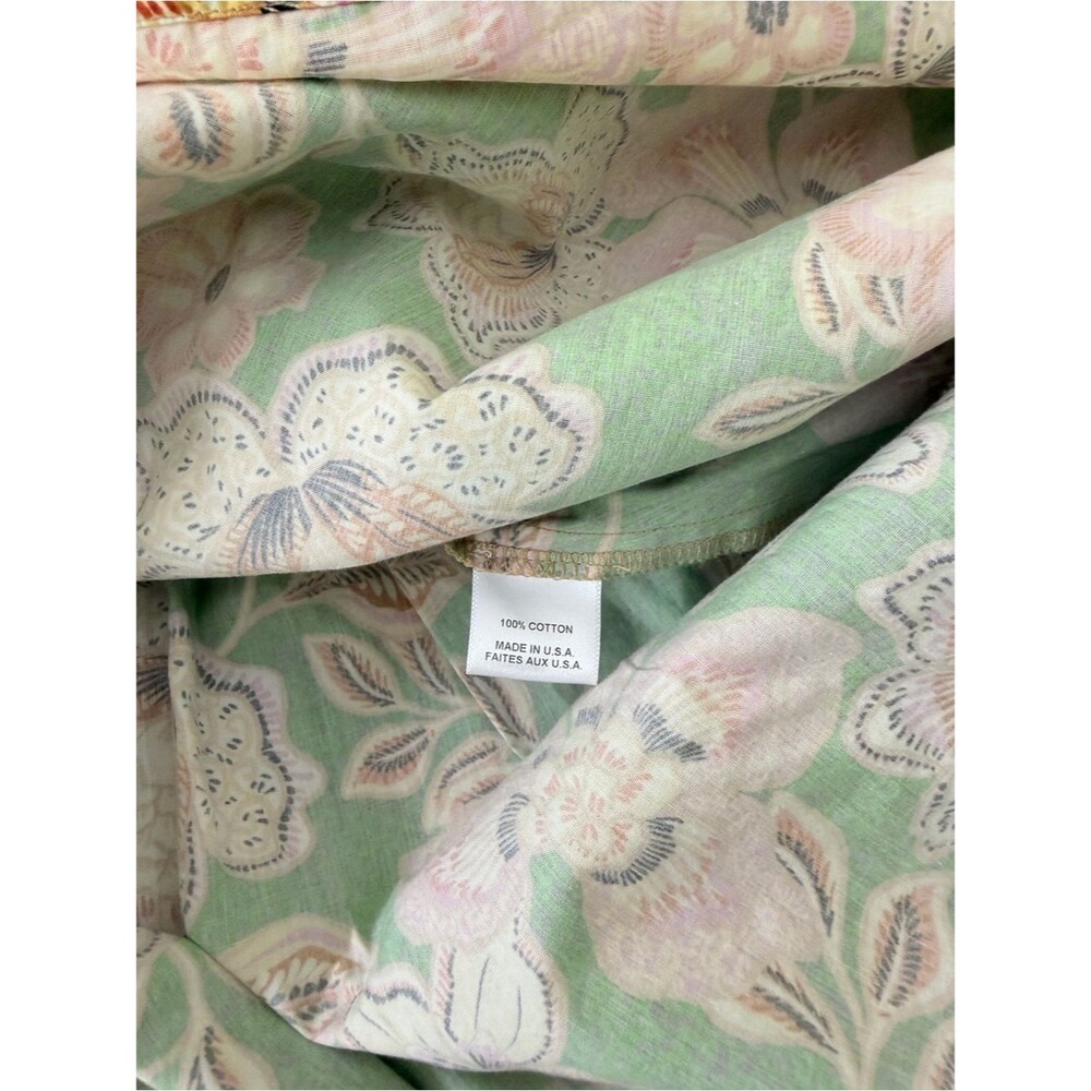 MISA Los Angeles Floral Puff Sleeve Open Back Bow Mini Dress Green Pink Size L - Picture 12 of 12